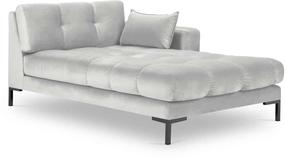 Sofa Micadoni Home Mamaia Velvet Chaise Longue Right, juoda sp./šviesiai pilka sp., dešininė, 185 x 102 cm x 75 cm