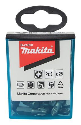 Skrūvgriežu uzgaļu komplekts Makita B-24620, PZ3, 25 mm, 1/4"