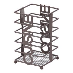 Galda piederumu organizatori Okko, 10 cm x 10 cm x 16 cm, metāls, melna krās.