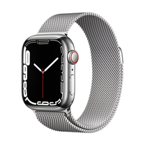Išmanusis laikrodis Apple Watch Series 7 GPS + Cellular, 41mm Silver Stainless Steel Case with Silver Milanese Loop, sidabro sp.