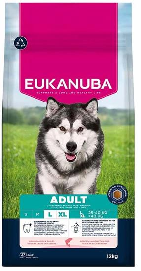 Sausas šunų maistas Eukanuba Adult Large Salmon, vištiena/kalakutiena/lašišų aliejus, 12 kg