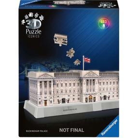 3D dėlionė Ravensburger Iconics Buckingham Palace, 40.9 cm x 18.9 cm, 216 vnt., balta sp.