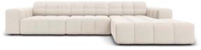 Kampinė sofa Micadoni Home Jennifer Velvet, smėlio sp., dešininė, 284 x 166 cm x 70 cm