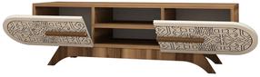 TV staliukas Kalune Design Defne, kreminė sp./riešuto sp., 145 cm x 37 cm x 37 cm