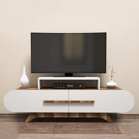 TV staliukas Kalune Design Rose, ruda sp./balta sp., 145 cm x 36.8 cm x 49.8 cm