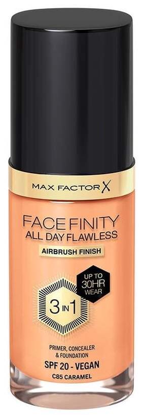 Skystas makiažo pagrindas Max Factor All Day Flawless 3 in 1 Facefinity, SPF 20, c85 caramel, 30 ml