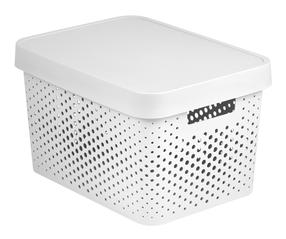 Kaanega hoiukarp, esemete hoidmiseks Curver Infinity Dots, 17 l, valge v., 35.8 x 26.8 x 22 cm