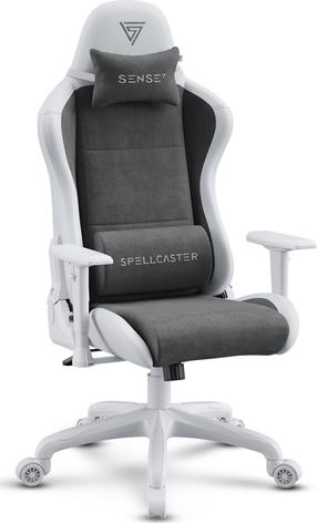 Žaidimų kėdė SENSE7 Spellcaster Fuku, 58 x 71 x 125 - 135 cm, balta sp./pilka sp.