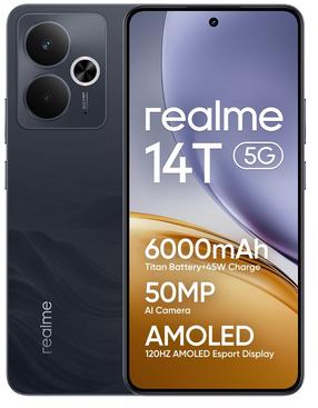 Mobilais telefons Realme 14T 5G, 256 GB, melna krās.