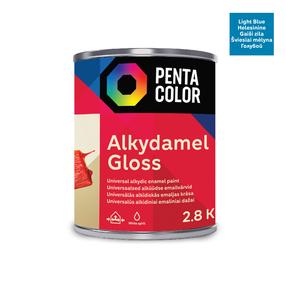 Emaljas krāsa, daudzveidīgs Pentacolor Alkydamel, spīdīga, 2.8 kg, gaiši zila krās.