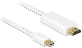 Vads Delock Displayport-mini / HDMI Mini Display port male, HDMI 19 pin male, 2 m, balta krās.