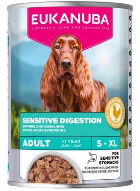 Šlapias šunų maistas Eukanuba Adult Sensitive Digestion, vištiena, 0.4 kg
