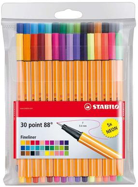 Pastakas Stabilo Fineliners, mitmevärviline, 30 tk