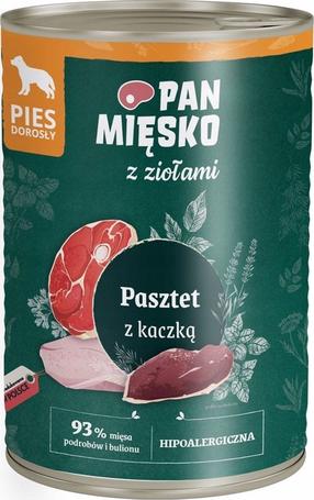 Šlapias šunų maistas Pan Miesko Duck Pate, 0.4 kg