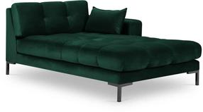 Sofa Micadoni Home Mamaia Velvet Chaise Longue Right, juoda sp./žalia sp., dešininė, 185 x 102 cm x 75 cm