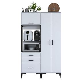 Daugiafunkcinė virtuvės spinta Kalune Design JE142, balta sp., 120 cm x 40 cm x 198.6 cm
