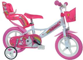 Vaikiškas dviratis Dino Bikes Unicorn 124RL-UN, balta sp./rožinė sp., 12"