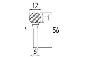 Frēze, uzgalis GE HT6D590 HT6D590, noapaļots, 56 mm x 12 mm