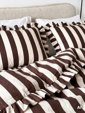 Комплект постельного белья Homla Basic Tiffany 245640, коричневый цв./белый цв., 50 x 60 cm, 220 x 200 cm, 3 дет.