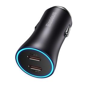Automobilinis įkroviklis Baseus CGJP000013, 2 x USB Type C, 2.65 cm, juoda sp., 40 W