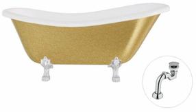Vonia, laisvai pastatoma Besco Otylia Glam, 170 cm x 77 cm x 68.5 cm, ovalas, balta sp./chromo sp.