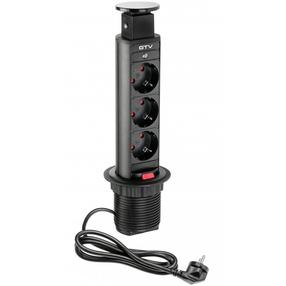 Iebūvēts pagarinātājs Gt AE-BPW AE-BPW3S60-20, 3G1.5, 1.8 m, 2USB, melna krās.