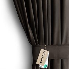 Naktinė užuolaida, su raiščiu Restilo Velvet, tamsiai ruda sp., 140 cm x 270 cm