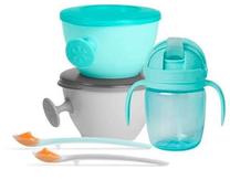 Rinkinys Skip Hop Easy-Feed Mealtime Set, 6+ mėn., plastikas/silikonas, mėlyna sp./pilka sp.