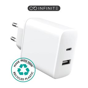 Adapteris Estuff Infinite ES637031, USB/USB Type-C, balta sp., 20 W