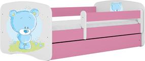 Vaikiška lova Kocot Kids Babydreams Teddybear, balta sp./rožinė sp., 70 x 140 cm, su patalynės dėže, be čiužinio