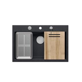 Кухонная мойка Quadron Marc Workstation, гранит, 76 см x 50 см x 23.5 см, черный цв.