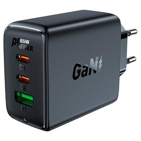 Telefono įkroviklis AceFast A41 GaN, USB Type A/2 x USB-C, juoda sp., 65 W