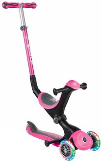 Bērnu skūteris Globber Go-Up Deluxe Lights, rozā krās.