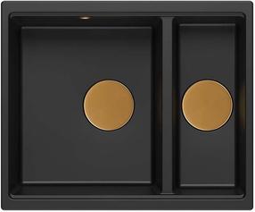 Virtuves izlietne Quadron Logan 150, granīts, 56 cm x 46 cm x 22 cm, melns krās./brūna krās./vara krās.