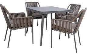 Lauko baldų komplektas Home4you Andros 5 Piece Set, pilka sp./ruda sp., 4 vietų