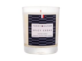 Svece, aromātiskā Tommy Hilfiger Spicy Cedar, 40 h, 180 g, balta krās.