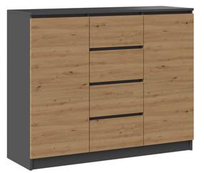 Komoda 2D4S, antracito sp./ąžuolo sp., 97 cm x 40 cm x 120 cm