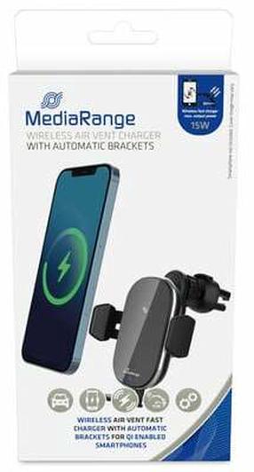 Автомобильное беспроводное зарядное устройство MediaRange MRMA117, USB Type-C, черный цв., 15 Вт