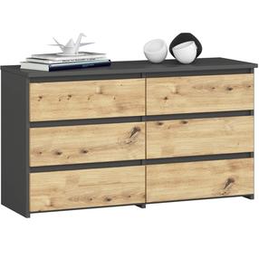 Комод Akord CL100, дубовый цв./темно-серый цв., 57 см x 35 см x 100 см