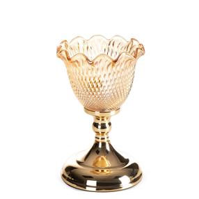 Žvakidė Luisa 01, stiklas/metalas, Ø 13 cm, 21 cm, aukso sp.