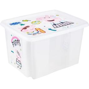 Daiktadėžė su dangčiu, žaislams Keeeper Karolina "Peppa Pig", 30 l, skaidri sp./įvairių spalvų, 45 x 27 x 35 cm