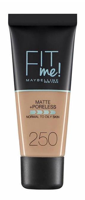 Skystas makiažo pagrindas Maybelline Fit Me Matte + Poreless, smėlio sp., 250 sun beige, 30 ml