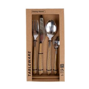 Söögiriistade komplekt Home4you Dune, pruun v., 24 tk.
