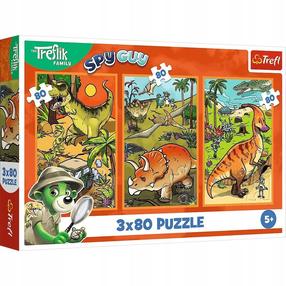 Puzle 3in1 Trefl Trefliks In The World Of Dinosaurs 34888, 27.5 cm x 18 cm, 240 gab., daudzkrāsaina
