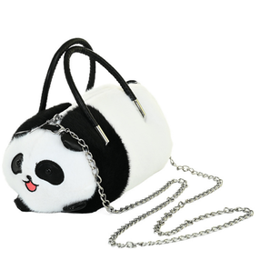 Pliušinis žaislas, krepšys panda Lean Toys, balta sp./juoda sp., 10 cm