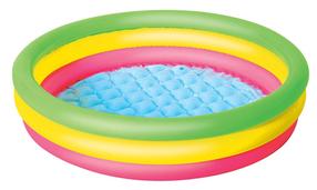 Bassein, täispuhutav/laste Bestway Summer 51104, kollane v./roheline v./roosa v., 102 x 25 cm