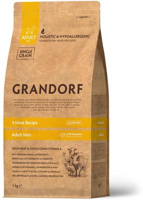 Сухой корм для собак Grandorf 4 Meat Adult, баранина/индюшатина/мясо утки/мясо кабана, 1 кг