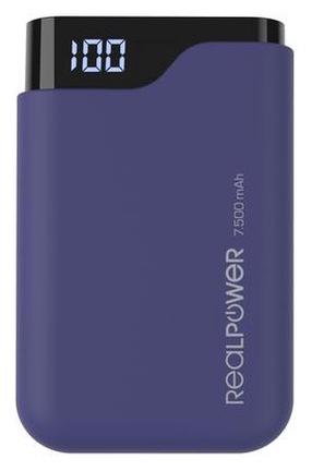 Nešiojamas įkroviklis (Power bank) Realpower PB-7500C, 7500 mAh, 5 W, mėlyna sp.