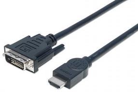 Laidas Manhattan DVI-D male, HDMI 19 pin male, 3 m, juoda sp.