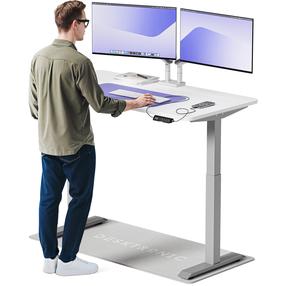 Kompiuterio stalas reguliuojamo aukščio Desktronic HomeOne, 138 cm x 70 cm, 72 - 119 cm, balta sp./pilka sp.